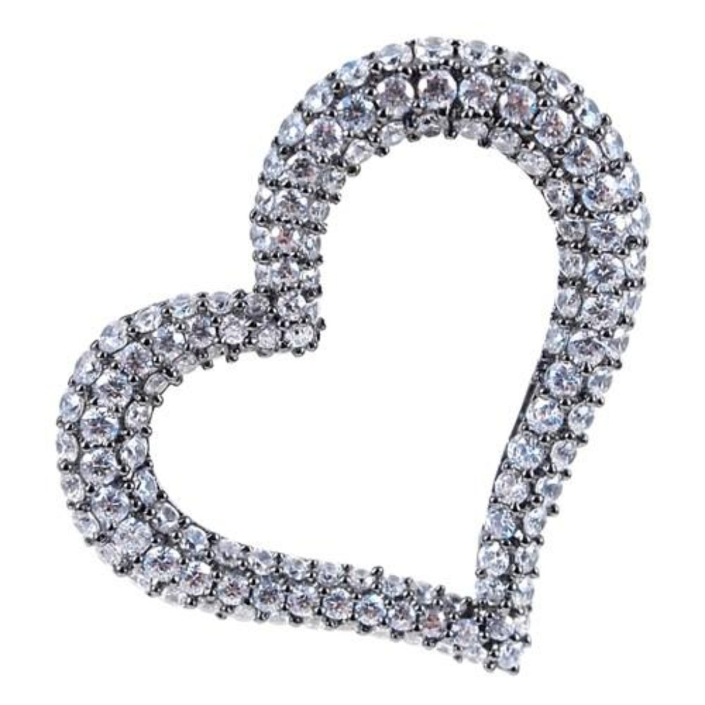 Sterling Silver Pave Set Open Heart Pendant